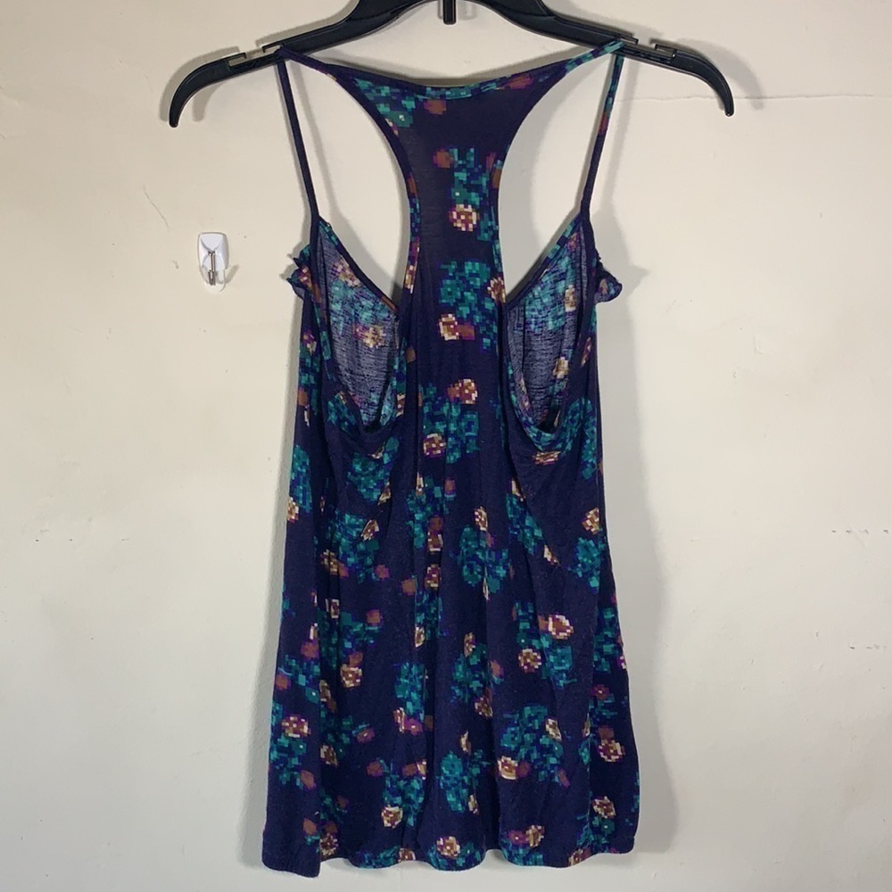 Lush Racer Back Tank With Ruffle, Blue Green Purple, Size Small - Picture 4 of 6